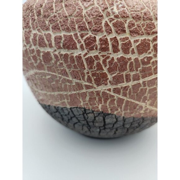 Artist Signed Large Dark Pink/Black Textured Raku Fired Round Vase 7"H - Picture 5 of 10